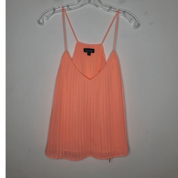 Topshop Tops - Topshop orange coral strappy pleated tank top - 6